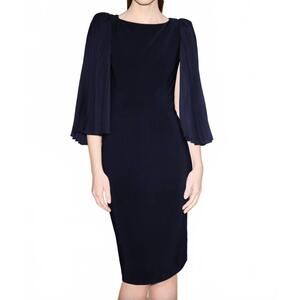 NEW JOSEPH RIBKOFF pleated sleeve sheath dress in midnight
